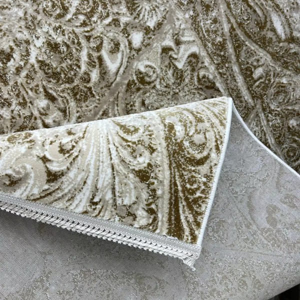 New Bohemian Turkish Kashan 3D Carpet 8555A cream Size 100*300