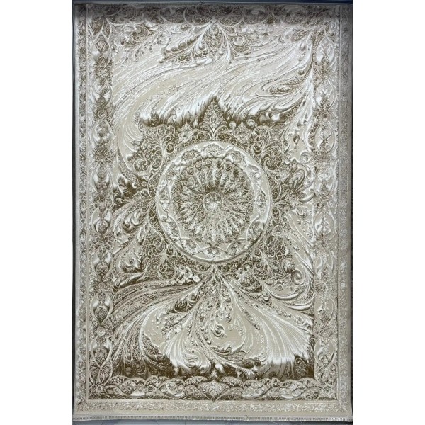 New Bohemian Turkish Kashan 3D Carpet 8556A beige Size 150*220
