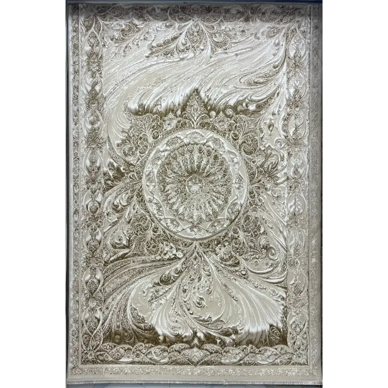 New Bohemian Turkish Kashan 3D Carpet 8556A beige Size 300*400