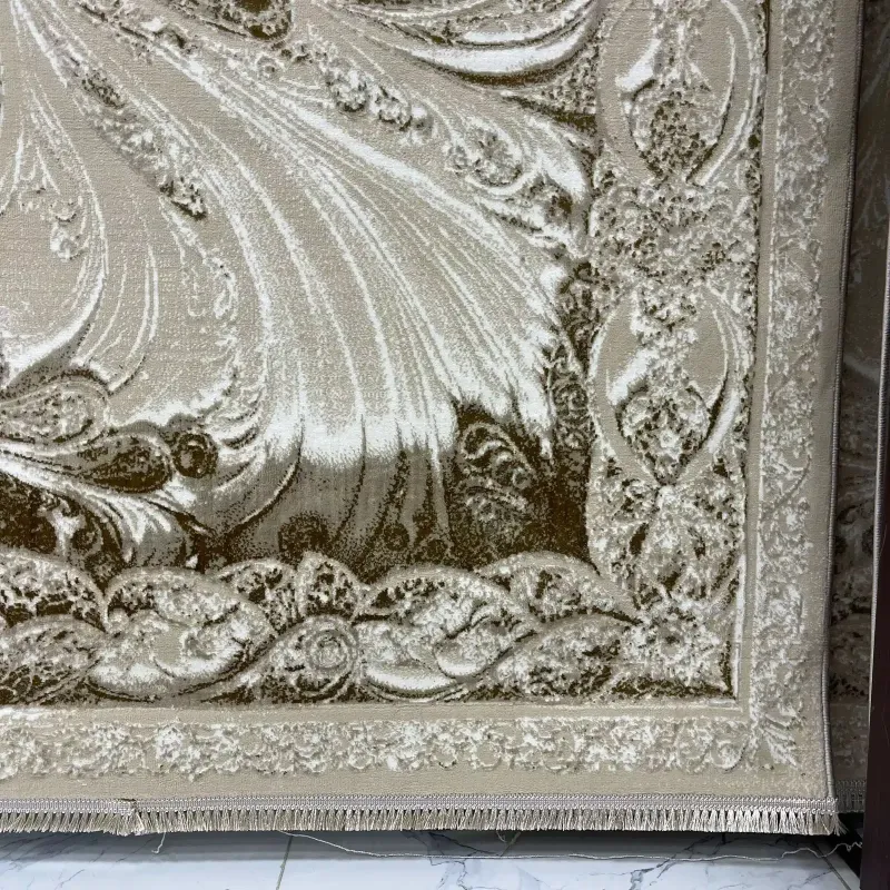 New Bohemian Turkish Kashan 3D Carpet 8556A beige Size 300*400