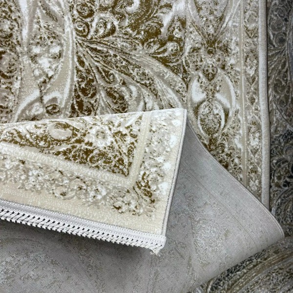 New Bohemian Turkish Kashan 3D Carpet 8556A cream Size 200*300