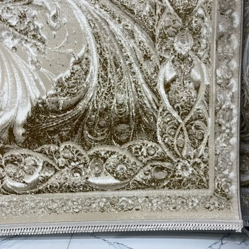 New Bohemian Turkish Kashan 3D Carpet 8556A cream Size 200*300