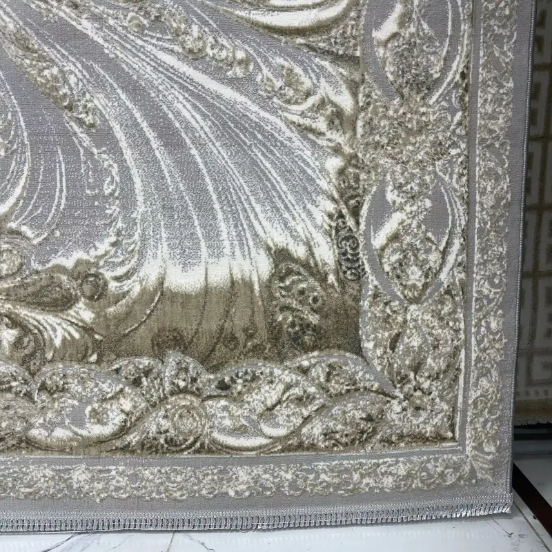 New Bohemian Turkish Kashan 3D Carpet 8556A gray Size 100*300