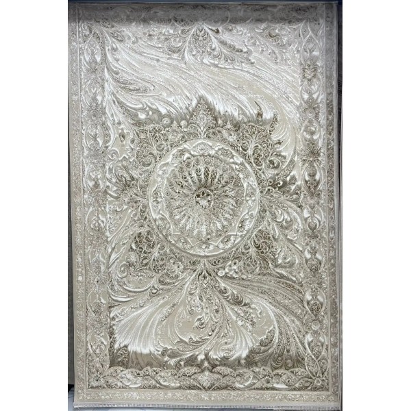 New Bohemian Turkish Kashan 3D Carpet 8556A vizon Size 250*350