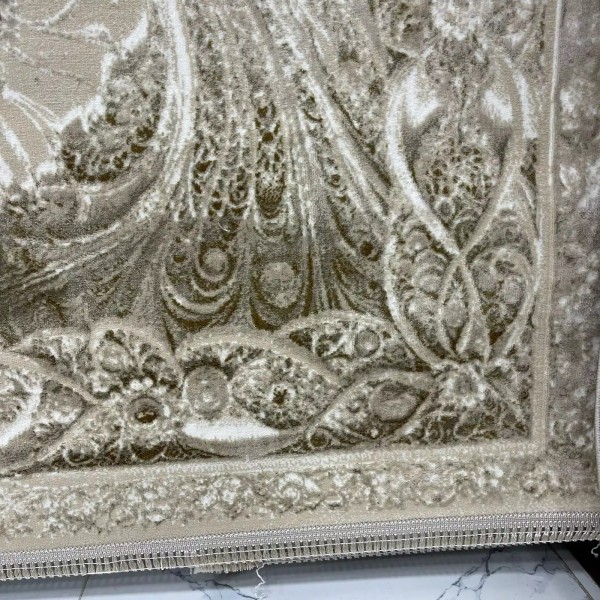 New Bohemian Turkish Kashan 3D Carpet 8556A vizon Size 250*350