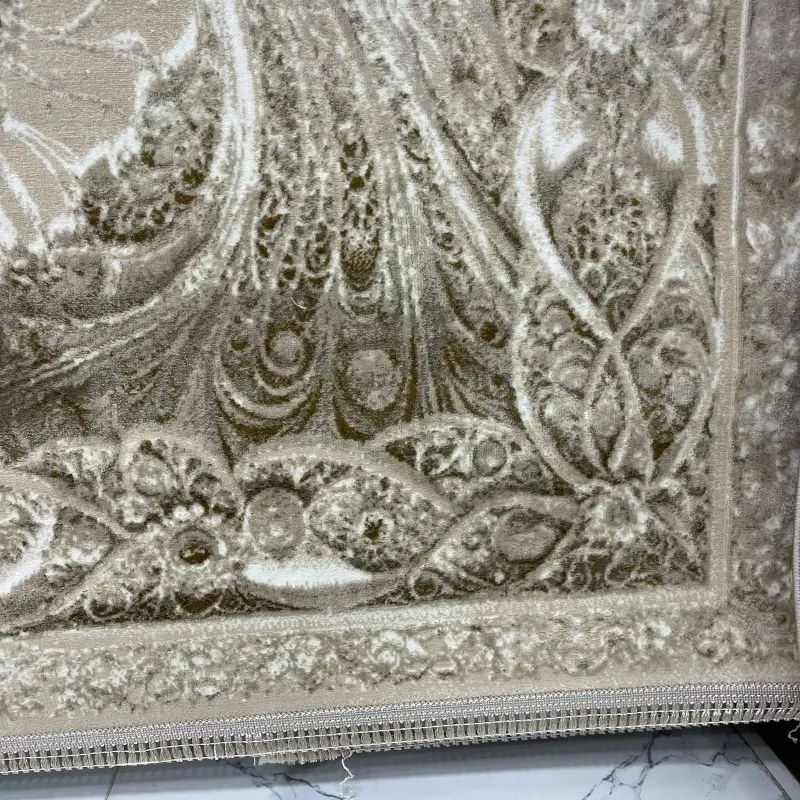 New Bohemian Turkish Kashan 3D Carpet 8556A vizon Size 300*400