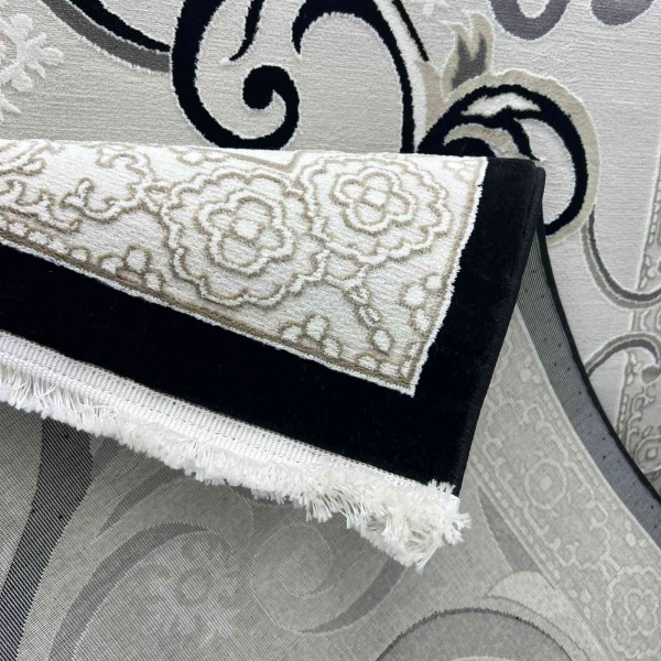 سجاد تركي موناكو P1808 ايفوري اسود مقاس 400*600