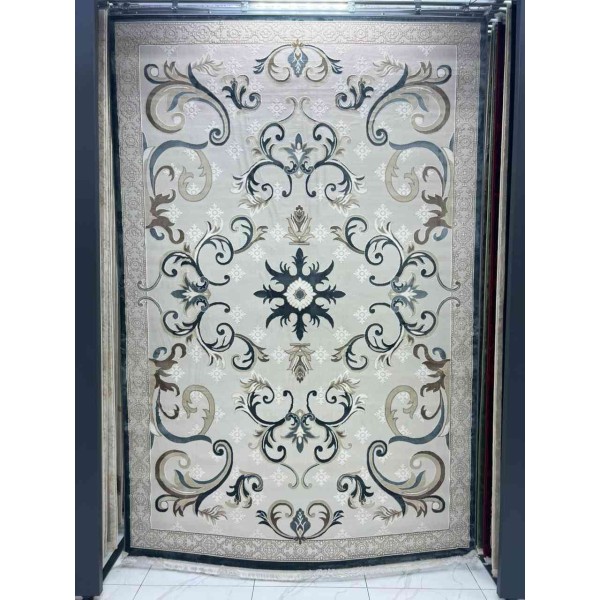 monaco Turkish Rug P1808 IVORYDark sky blue Size 100*300