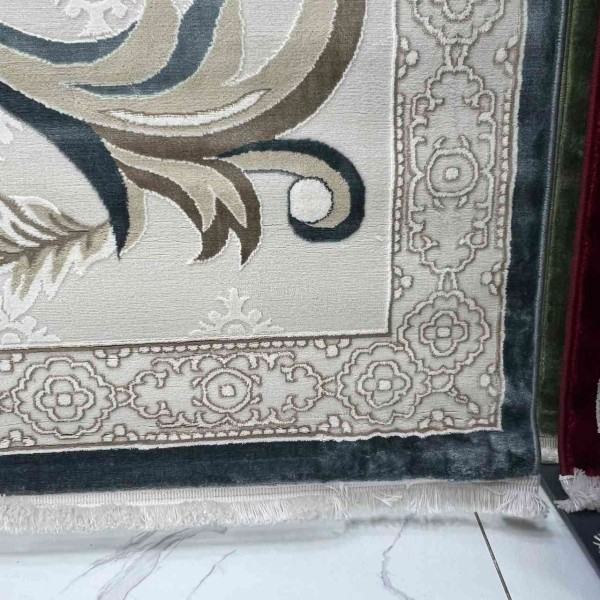 monaco Turkish Rug P1808 IVORYDark sky blue Size 100*300