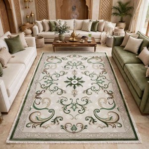 سجاد تركي موناكو P1808 ايفوري اخضر غامق مقاس 100*200