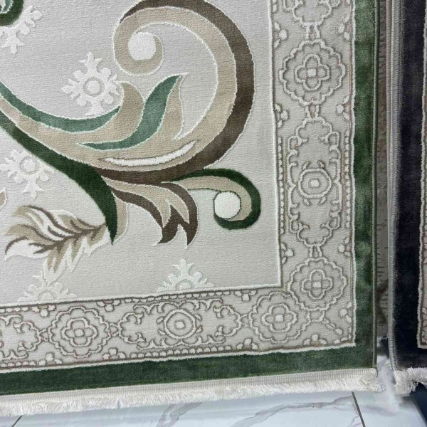 سجاد تركي موناكو P1808 ايفوري اخضر غامق مقاس 100*200