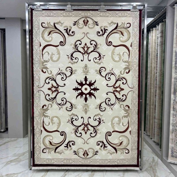 monaco Turkish Rug P1808 IVORY Dark red Size 50*80