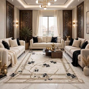 سجاد تركي موناكو P1312 ايفوري اسود مقاس 100*200