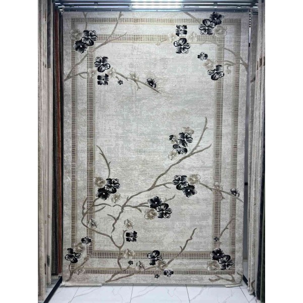 monaco Turkish Rug P1312 IVORY BLACK Size 80*150