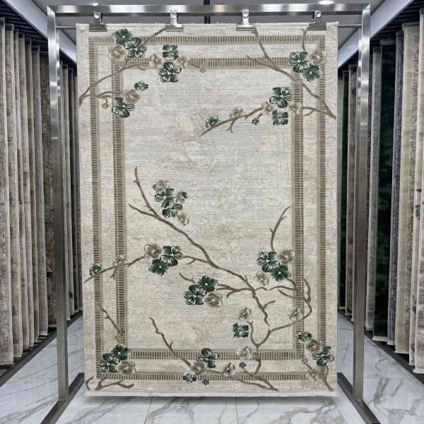 monaco Turkish Rug P1312 IVORY Dark green Size 400*600