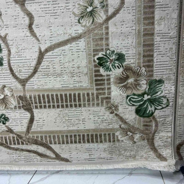 monaco Turkish Rug P1312 IVORY Dark green Size 400*600