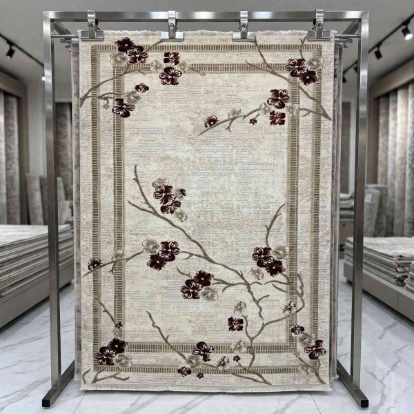 monaco Turkish Rug P1312 IVORY Dark red Size 80*150