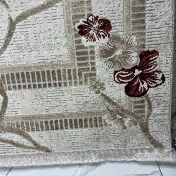 monaco Turkish Rug P1312 IVORY Dark red Size 80*150