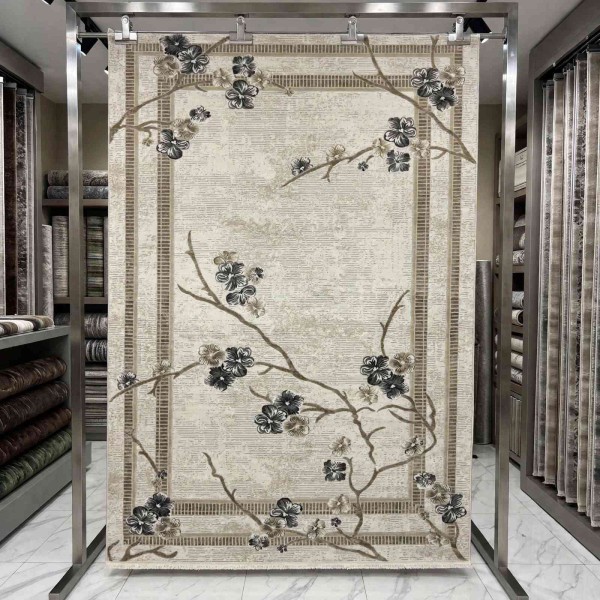 سجاد تركي موناكو P1312 ايفوري رصاصي فاتح مقاس 100*300