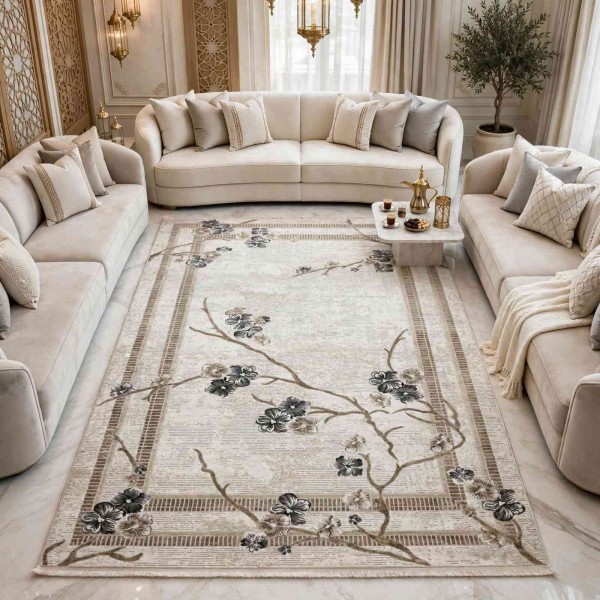 سجاد تركي موناكو P1312 ايفوري رصاصي فاتح مقاس 100*300