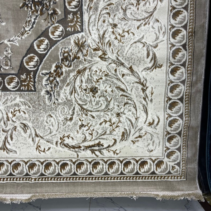 سجاد تركي تبريز كلاسيك سميك 43450F بيج مقاس 150*230