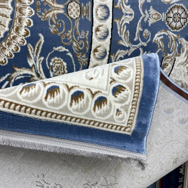 Turkish Tabriz Classic Thick Rug 43450F blue Size 100*300