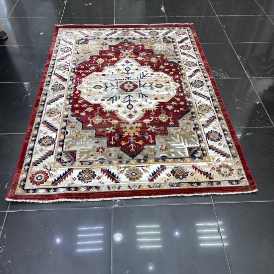 Turkish Bohemian Carpet DG559A Burgundy Size 100*300