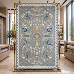 SARAY Turkish Rug Korean OZ723B BLUE - 100x300 cm Hallway