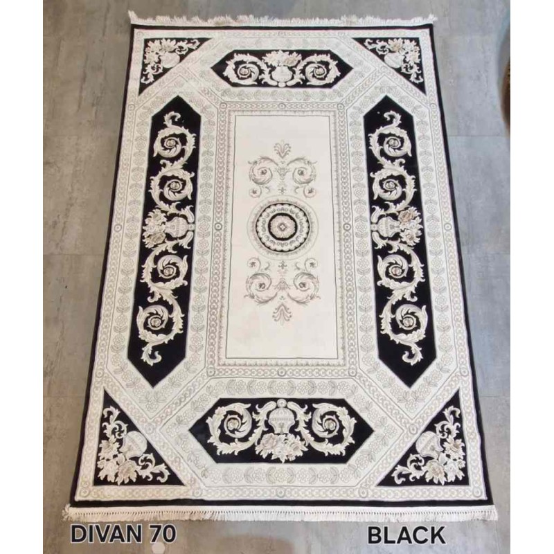 سجاد تركي ديفان 40970A اسود مقاس 250*350