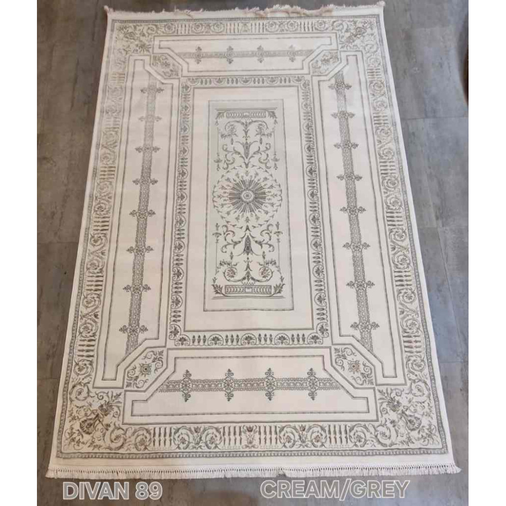 سجاد تركي ديفان 40989A كريم رصاصي مقاس 300*500