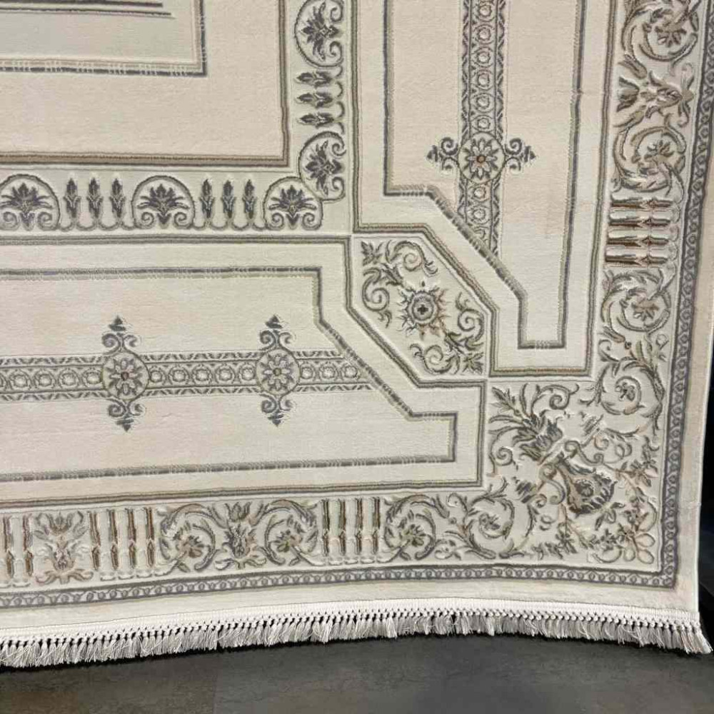 سجاد تركي ديفان 40989A كريم رصاصي مقاس 300*500