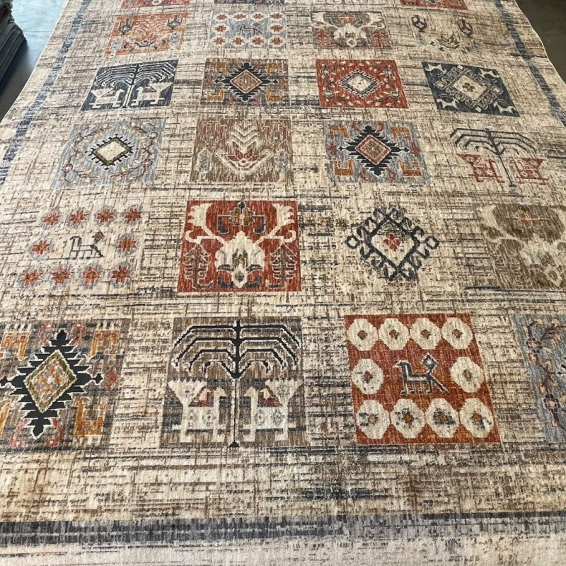 سجاد بوهيمي تركي امبيرا O307G بيج مولتي روز مقاس 150*220