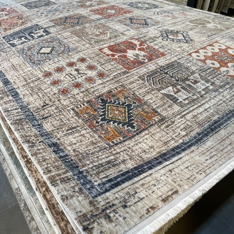 سجاد بوهيمي تركي امبيرا O307G بيج مولتي روز مقاس 150*220