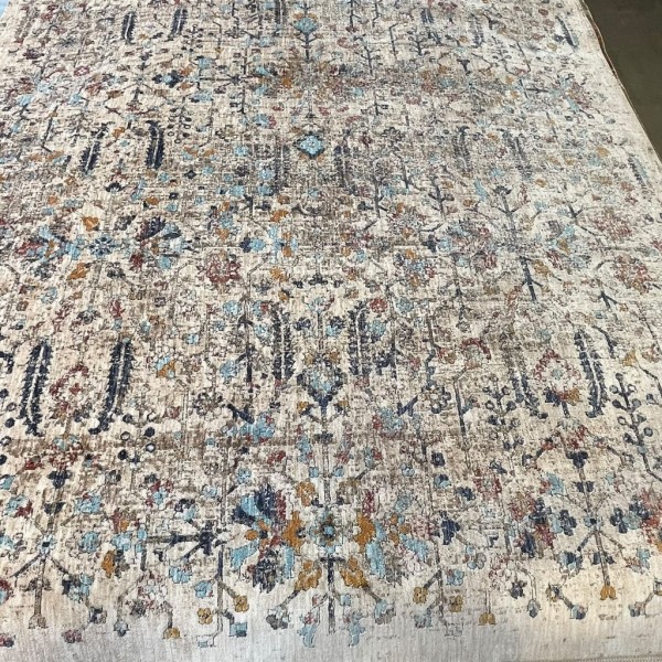 سجاد بوهيمي تركي امبيرا KP73A كريم سماوي غامق مقاس 100*200