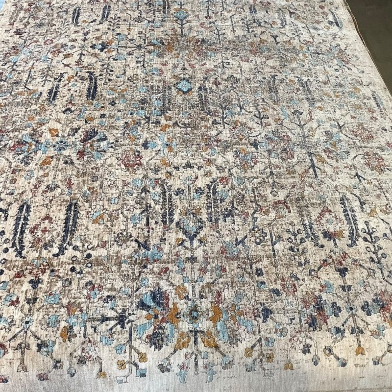 سجاد بوهيمي تركي امبيرا KP73A كريم سماوي غامق مقاس 100*200
