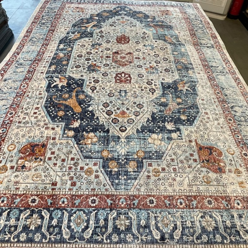 Turkish Bohemian rugs EMPIRE KP81B Cream Dark Blue Size 80*150
