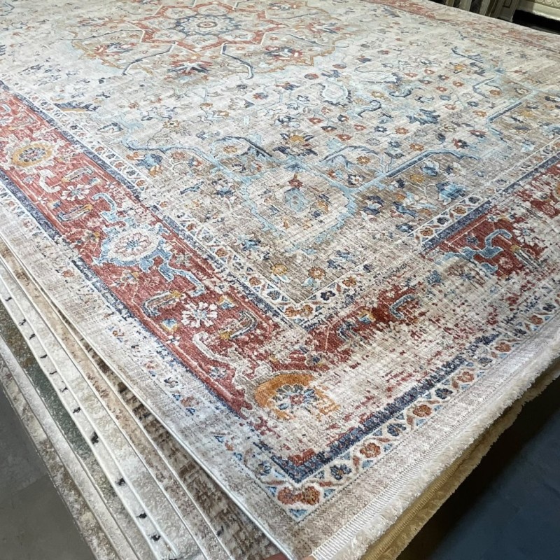 سجاد بوهيمي تركي امبيرا KP82C كريم احمر مقاس 100*300