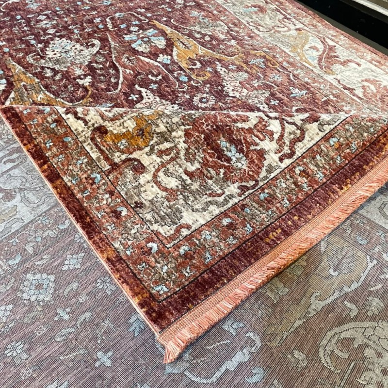 سجاد بوهيمي تركي امبيرا KP94D احمر كريم مقاس 250*350