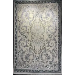 Turkish rug joud French pattern 42001A light gray round size 150*150