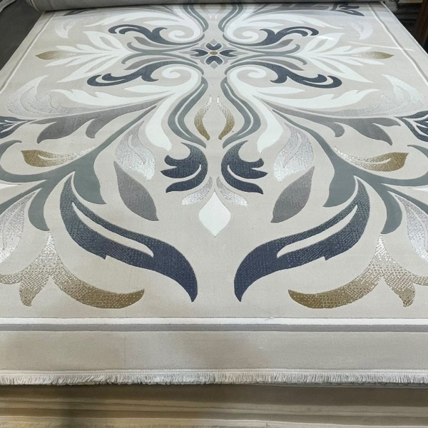 LARA Turkish Designer Rugs 42762A CREAM BLUE size 50*80