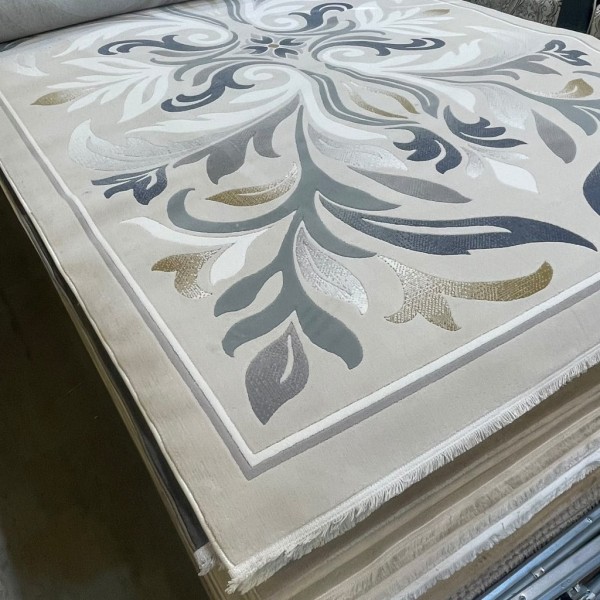 LARA Turkish Designer Rugs 42762A CREAM BLUE size 50*80