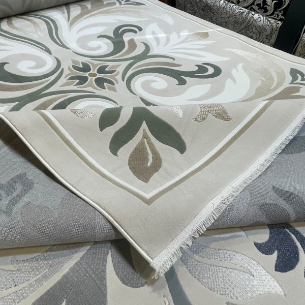 LARA Turkish Designer Rugs 42762A CREAM GREEN size 200*300