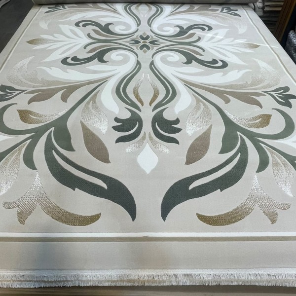 LARA Turkish Designer Rugs 42762A CREAM GREEN size 200*300