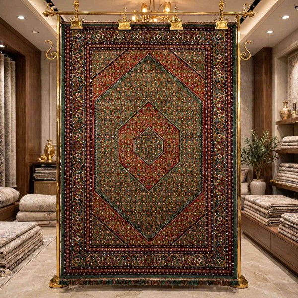 Turkish Bukhara QUADRA Afghani Rug KR64B GREEN NAVY Size 80*150