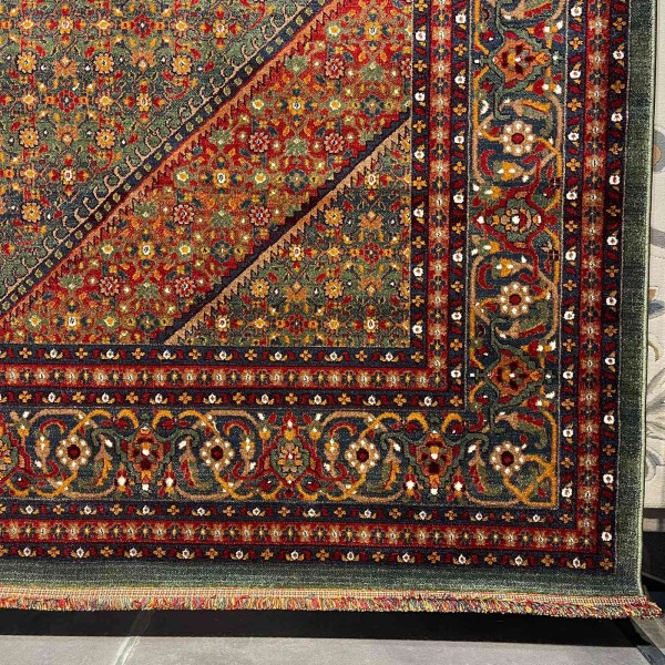 Turkish Bukhara QUADRA Afghani Rug KR64B GREEN NAVY Size 80*150