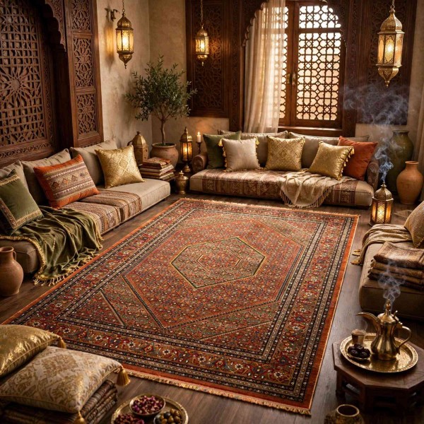 سجاد تركي بخارى كوادر افغاني KR64B تيلا عنابي مقاس 300*500