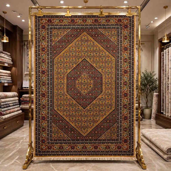 Turkish Bukhara QUADRA Afghani Rug KR64B YELLOW BROWN Size 80*150