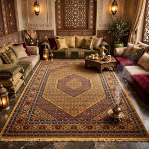 سجاد تركي بخارى كوادر افغاني KR64B اصفر بني مقاس 100*300