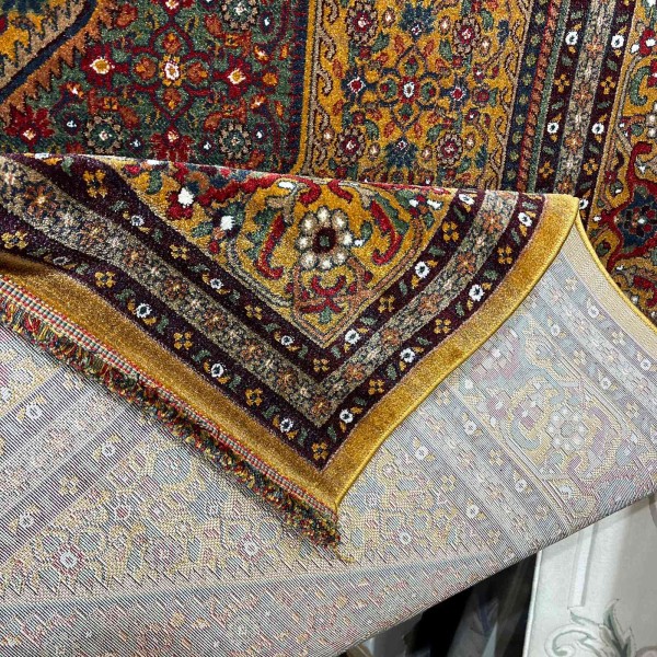 Turkish Bukhara QUADRA Afghani Rug KR64B YELLOW BROWN Size 80*150