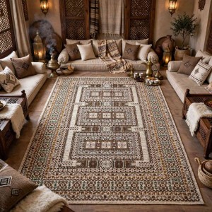 Turkish Bukhara QUADRA Afghani Rug KR67B beige BROWN Size 300*400